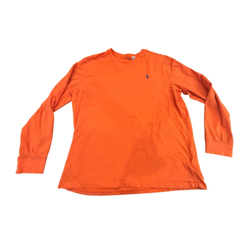 Polo Ralph Lauren Mens XL Orange Long Sleeve T-Shirt Crew Neck Pony Logo Cotton
